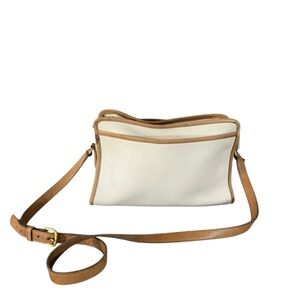 Vintage Coach Cream & Tan Crossbody Shoulder Bag Messenger Bag Spectator